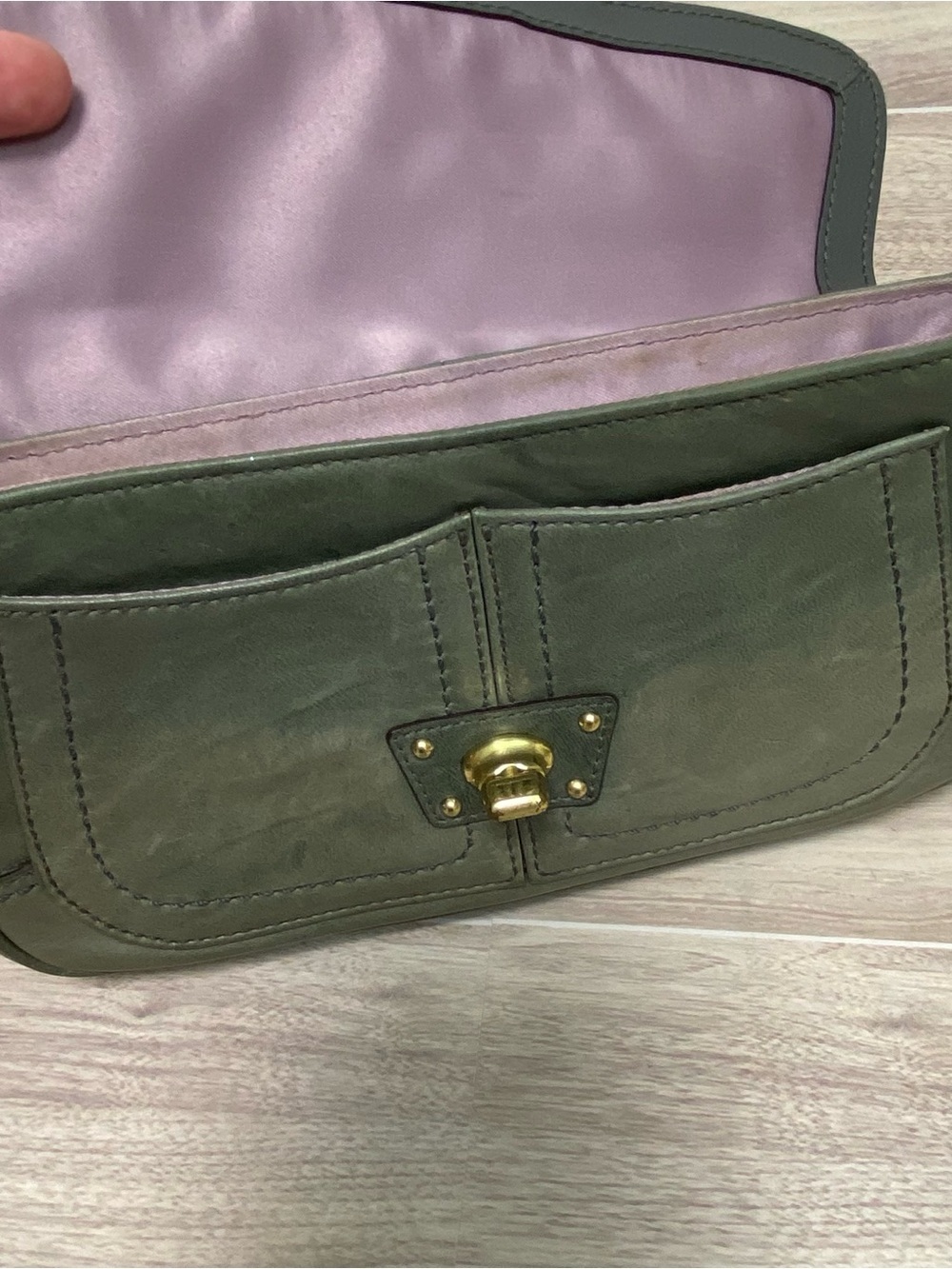 Coach Vintage Y2K Legacy Mini Shoulder Bag Wristlet Olive Green Leather - Picture 12 of 15